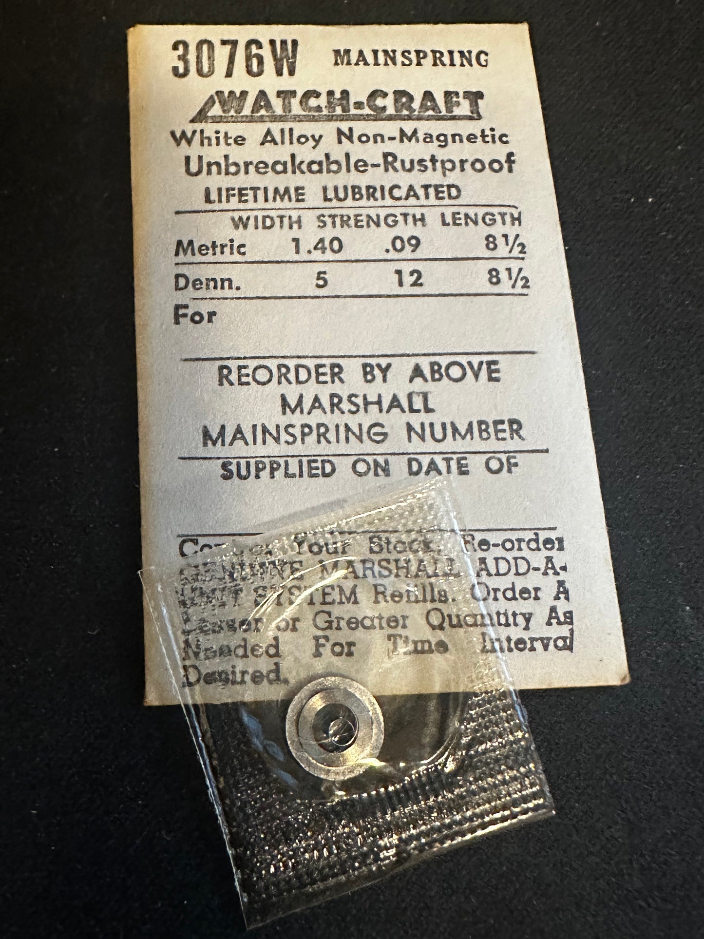 WATCH-CRAFT Mainspring 3076W for Venus 60 (and variants), Jeambrun 41, 46SS, 52 - Alloy