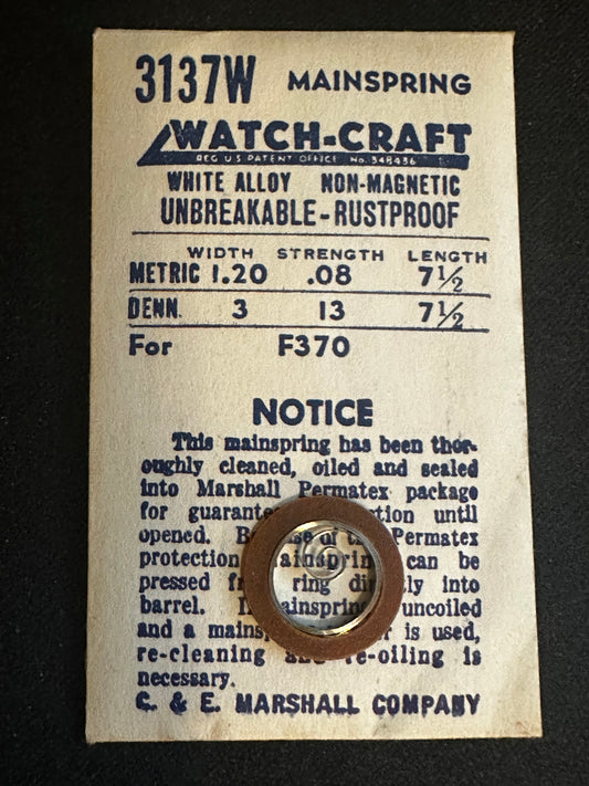 WATCH-CRAFT Mainspring 3137W for Felsa caliber 370 - Alloy