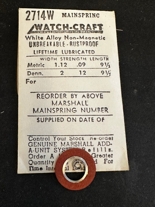 WATCH-CRAFT Mainspring 2714W for Felsa 65, 66, Benrys AY, G, Court 519 - Alloy