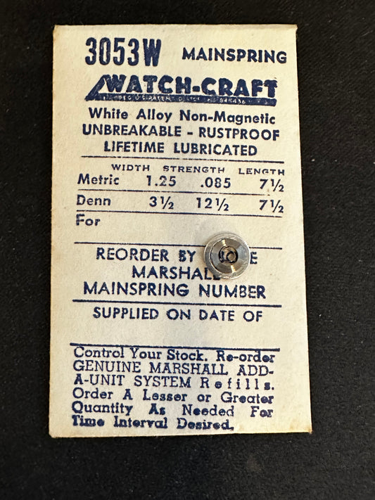 WATCH-CRAFT Mainspring 3053W for Gruen 139, M. Favre 139, Unitas 192 - Alloy