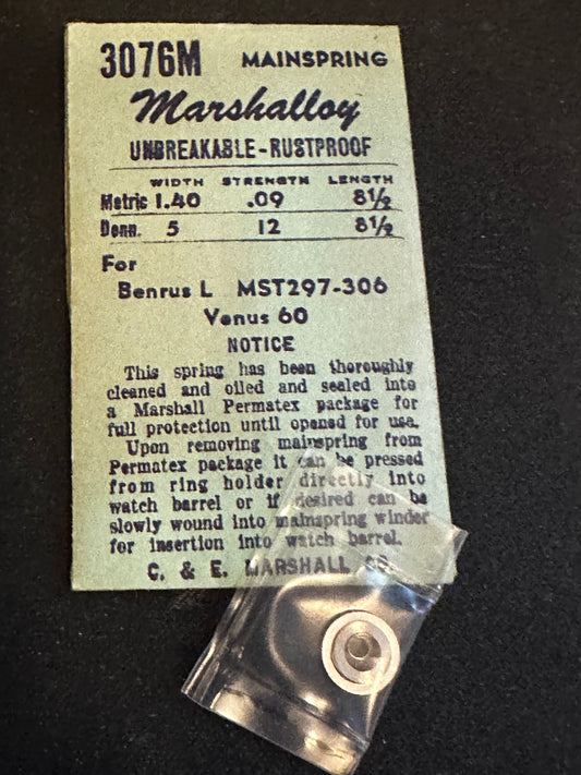 Marco Marshalloy Mainspring 3076M for Venus 60, Benrus L, MST 297, 306 - Alloy