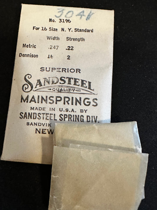 Sandsteel Mainspring for 16s N.Y. Standard No. 3196 - Steel