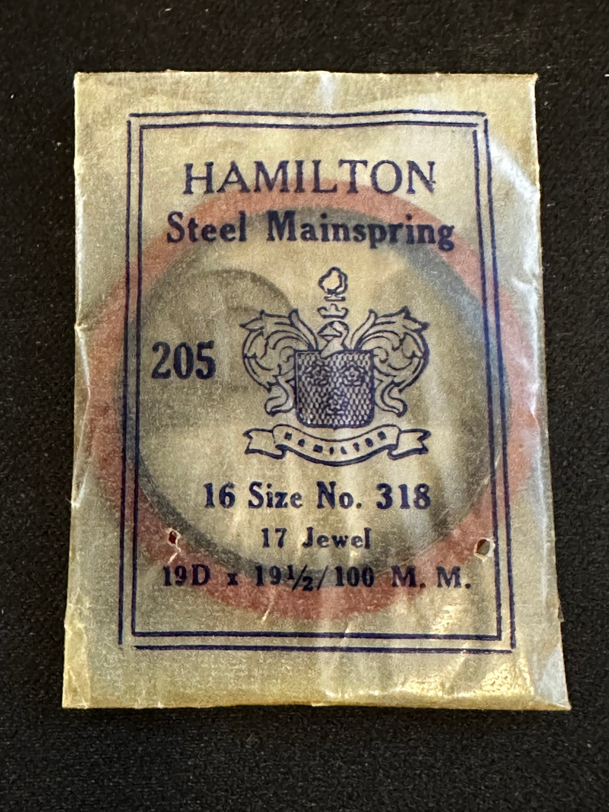 Hamilton Factory 16s Mainspring Factory No. 318 - Steel