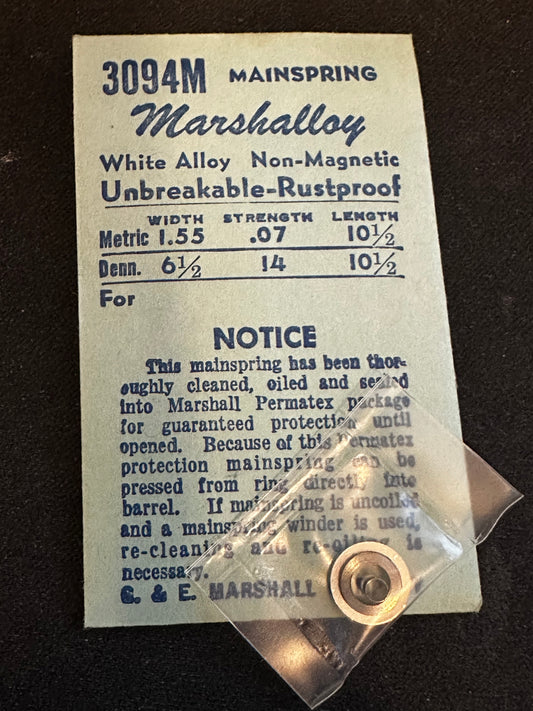 Marco Marshalloy Mainspring 3094M for AS 1729, 1730, 1731, 1732, 1733 - Alloy