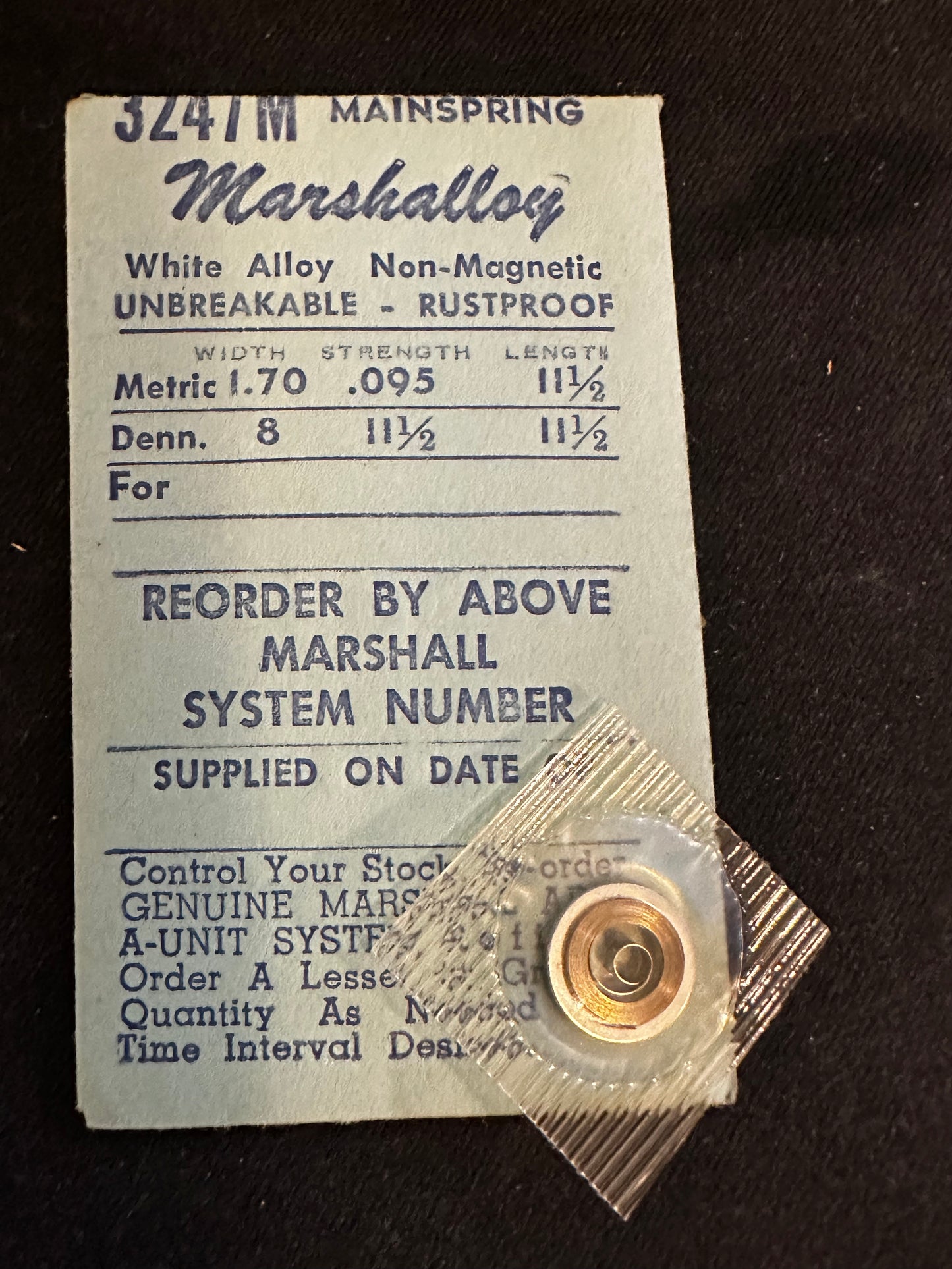 Marco Marshalloy Mainspring 3247M for AS 1298, GP 13, Venus 1221 - Alloy