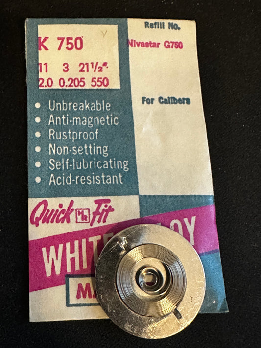 HR Quick Fit Mainspring K750 for 19 Ligne Movado 800M, Moeris 19B, 19C, 19E, 19H Pocket Watch - Alloy