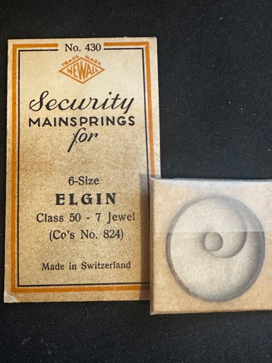 Newall Security Mainspring #430 for Elgin 6s Factory No. 824 - Steel