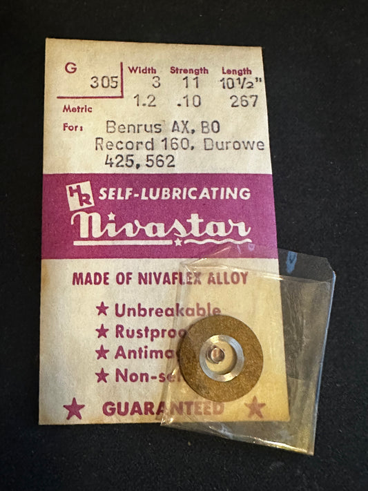 HR Nivastar Mainspring G305 for Benrus AX, BO, Record 160, Durowe 425, 562 - Alloy