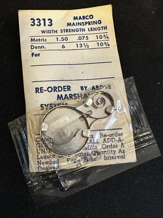 Marco Mainspring #3313 for Wittnauer caliber 8T, 33, 34, 42 - Steel