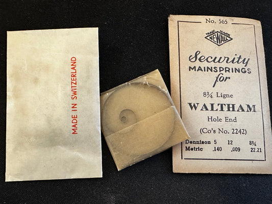 Newall Security Mainspring #565 Waltham No. 2242 for 8¾ Ligne Model 870 - Steel