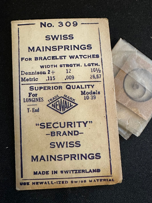 Newall Security Mainspring #309 for Longines 10.39 caliber movement - Steel