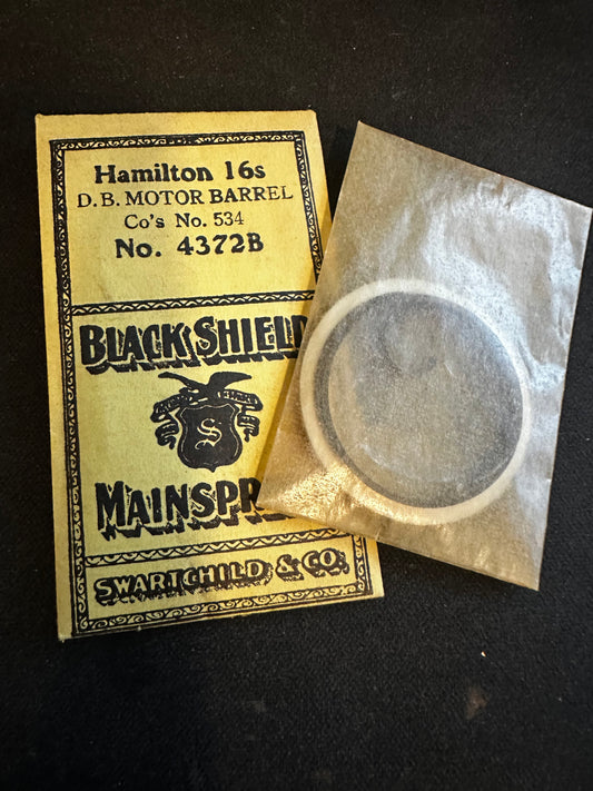 Swartchild Black Shield Mainspring 4372B for Hamilton 16s No. 534 - Steel