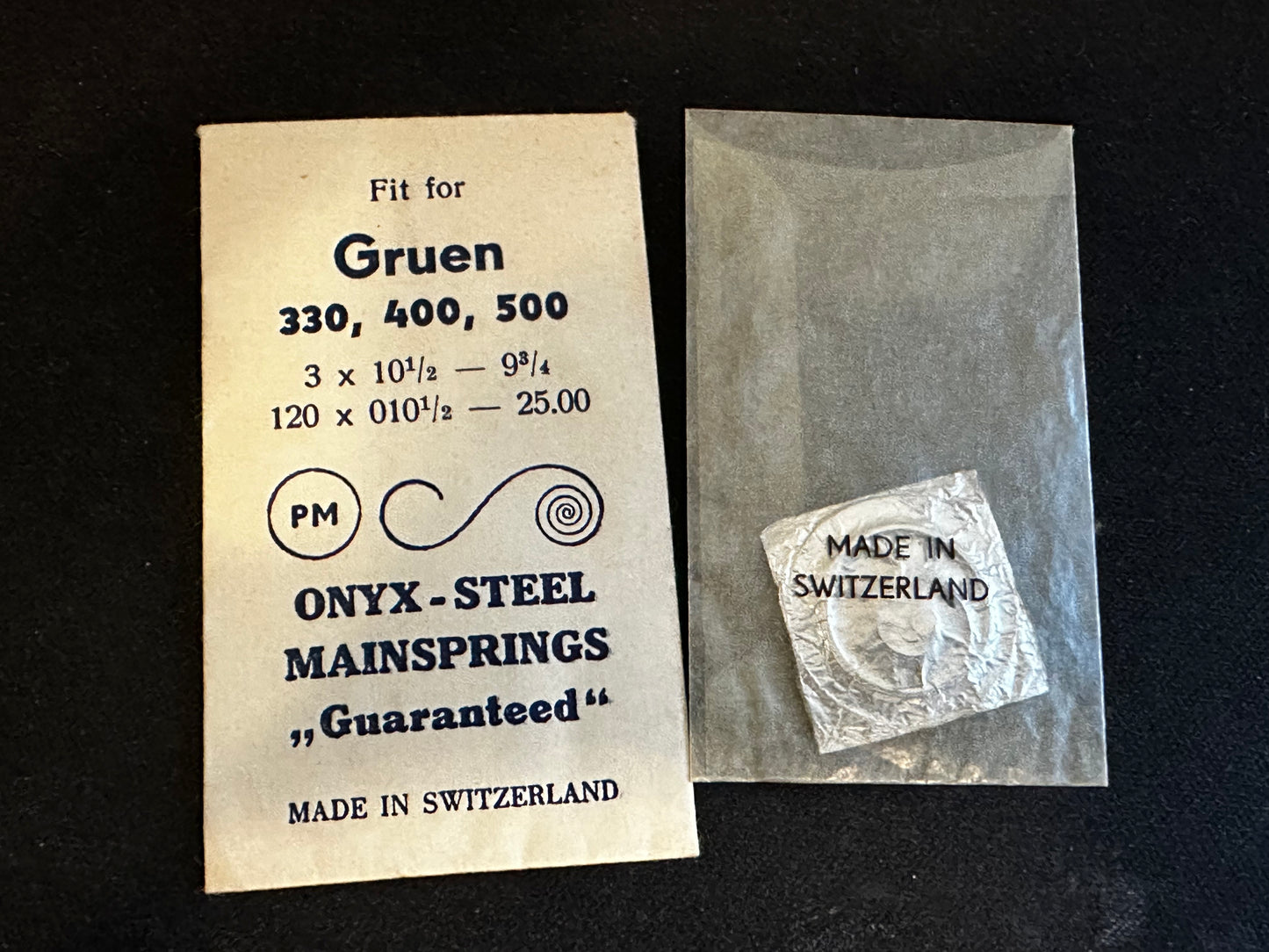 PM Mainspring for Gruen caliber 330, 400, 500 - ONYX Steel