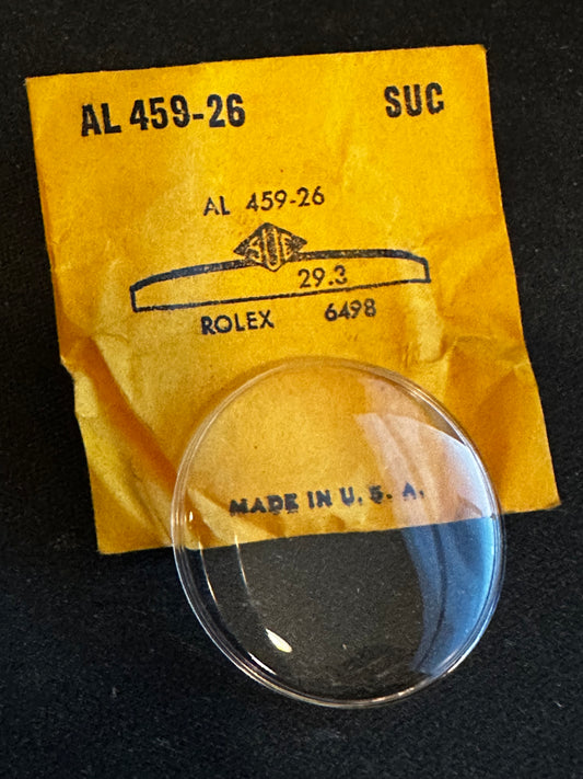 SUC AL 459-26 Wrist Watch Crystal 29.3mm for ROLEX case # 6498 - New