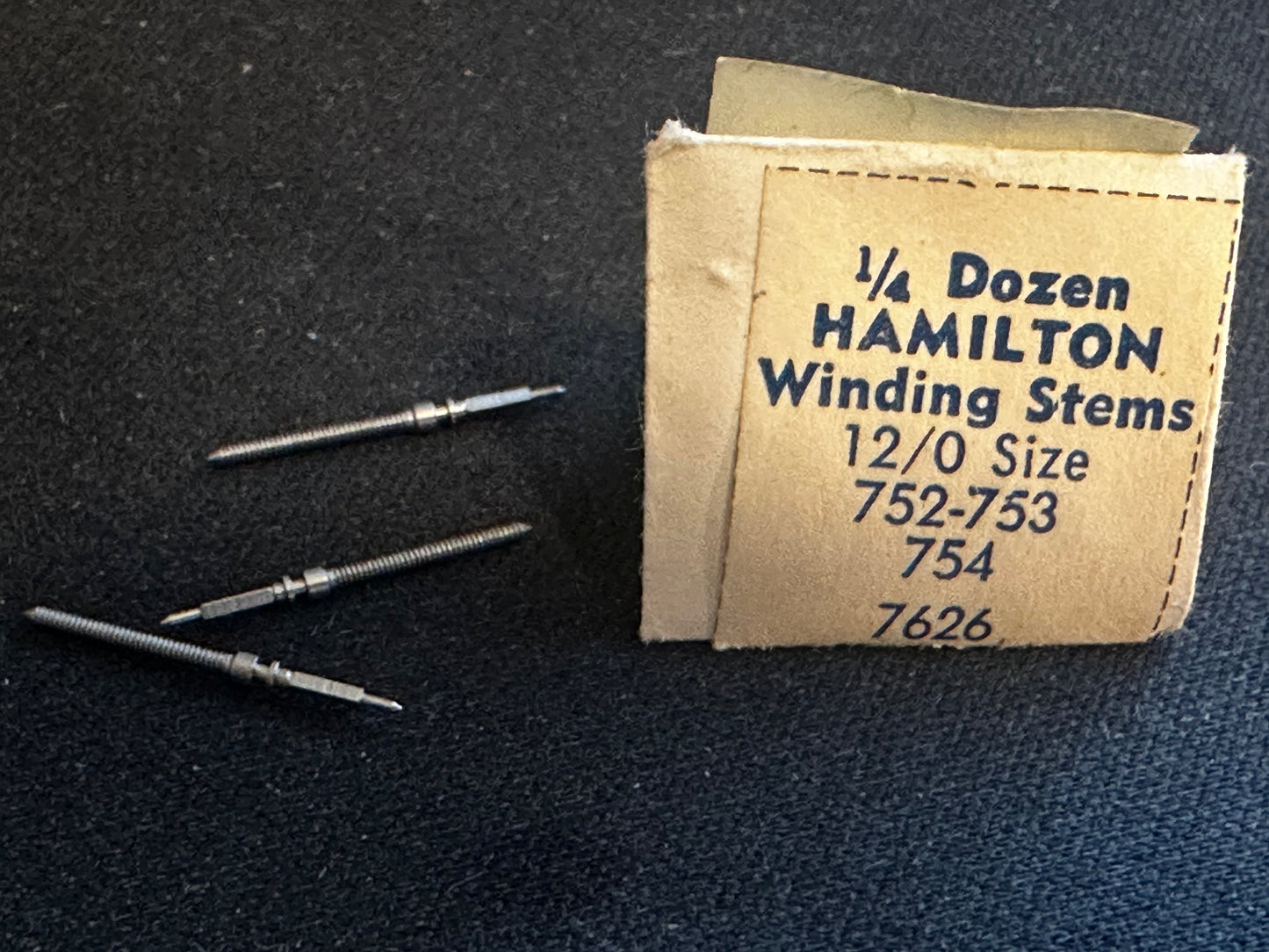 Hamilton Factory Stems / Winding Arbors (3) for 12/0s Hamilton No. 7626
