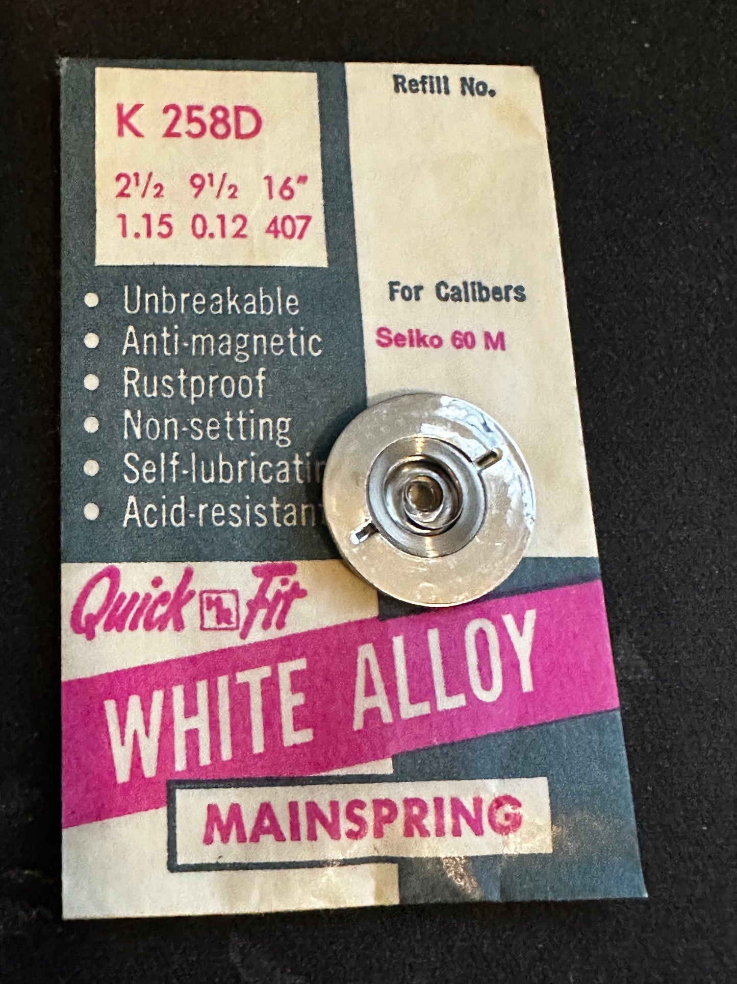HR Quick Fit Mainspring K258D for Seiko caliber 60M - Alloy