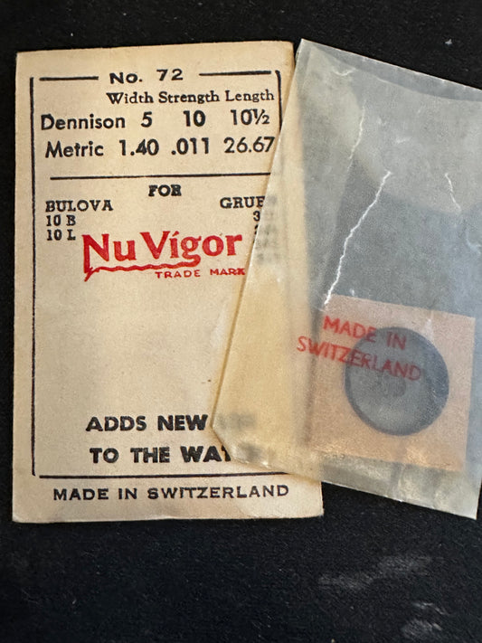 NuVigor Mainspring No. 72 for Bulova 10B, 10L movements - Steel