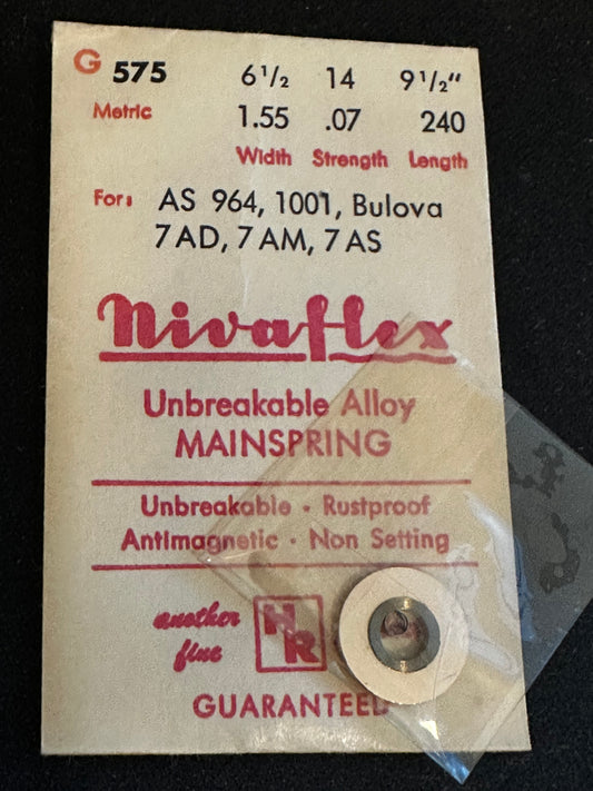 HR Nivaflex Mainspring G575 for AS 964, 1001, Bulova 7AD, 7AM, 7AS - Alloy