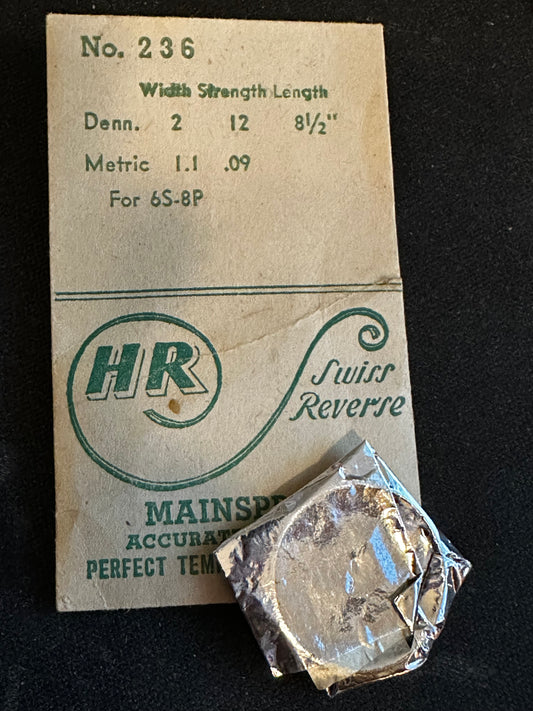 HR Mainspring No. 236 for Bulova caliber 6S, 8P - Steel