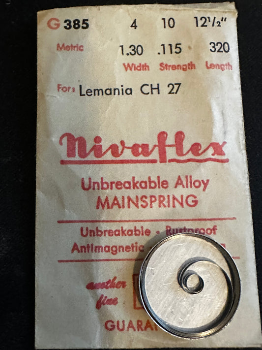 HR Nivaflex Mainspring G385 for Lemania caliber 27 Chronograph - Alloy
