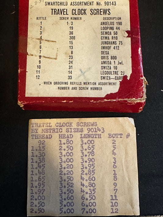 Swartchild Assortment No. 90143 of Travel Clock Screws