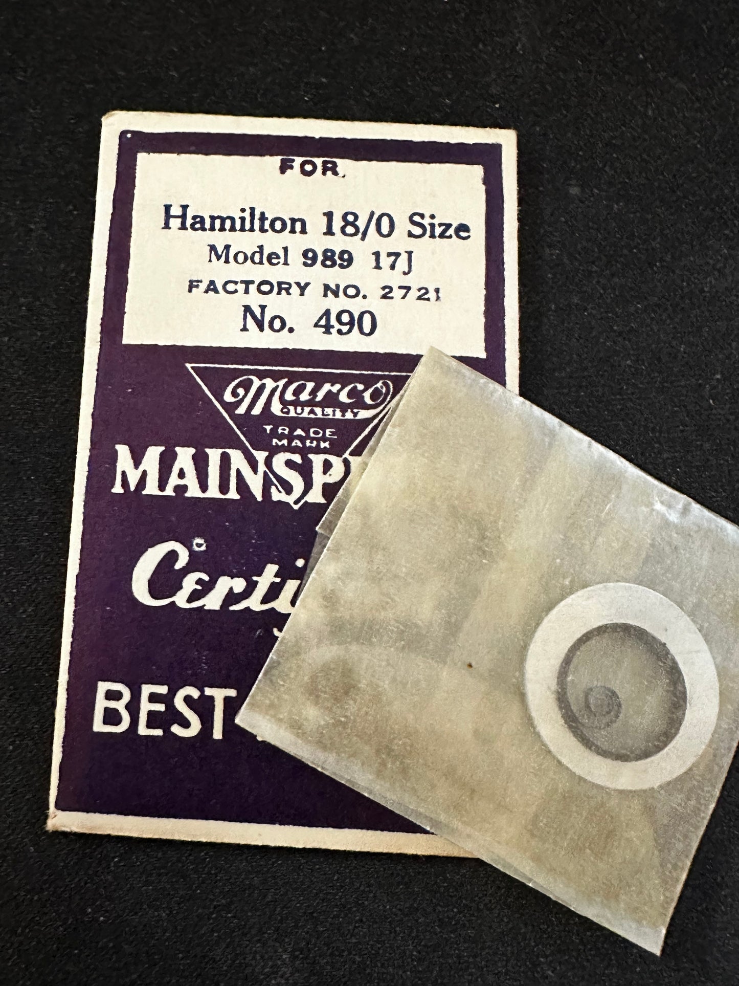 Marco Mainspring #490 for 18/0s Hamilton Movements No. 2721 - Steel