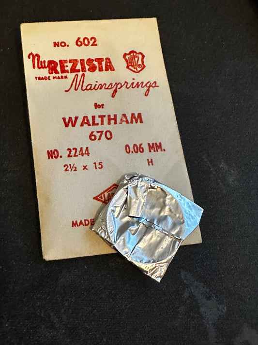 NuRezista Mainspring #602 for Waltham 2244 for 6¾ Ligne Model 670 - Steel