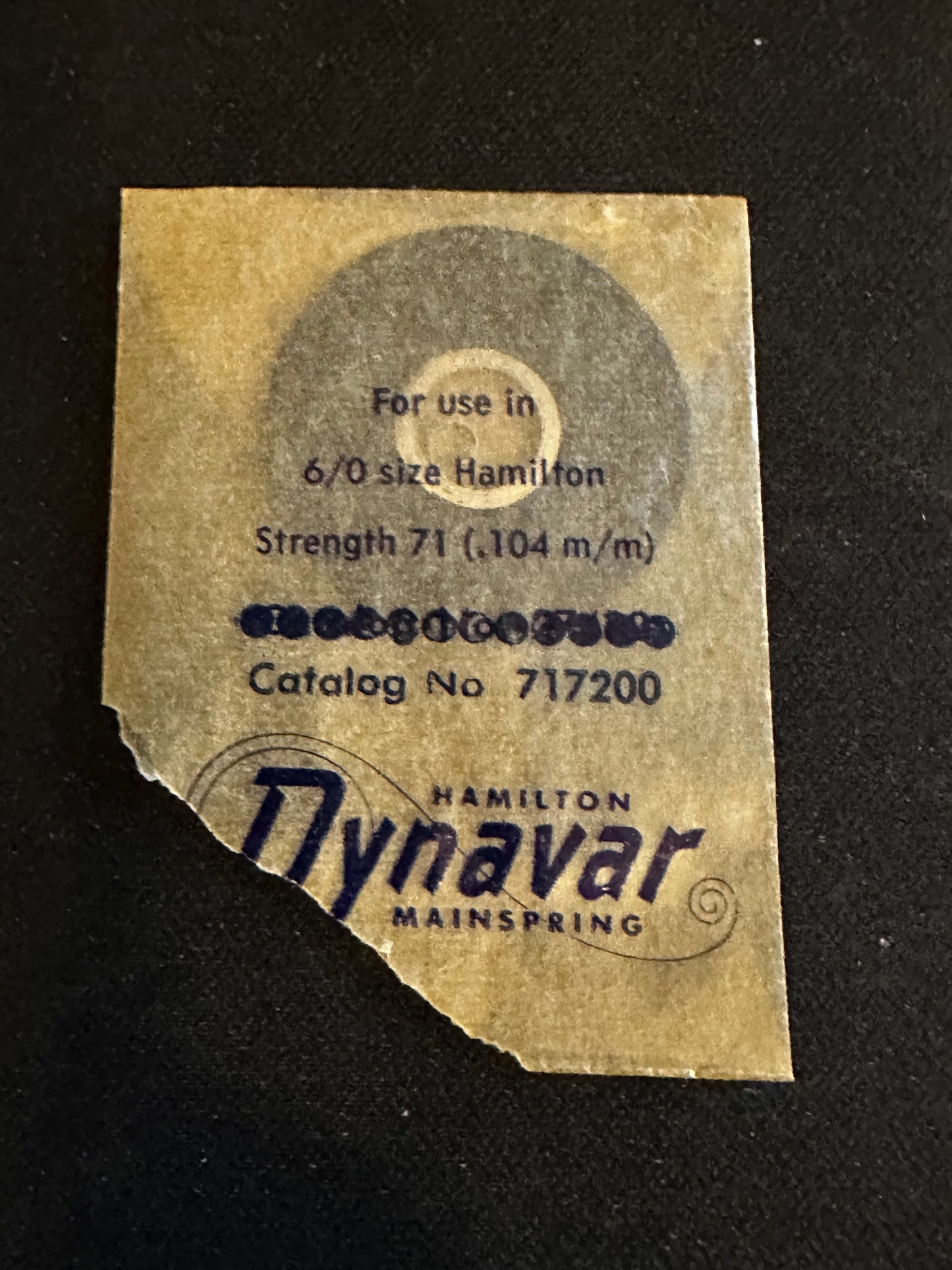 Hamilton Factory Mainspring for 6/0s Hamilton No. 717200 - Alloy