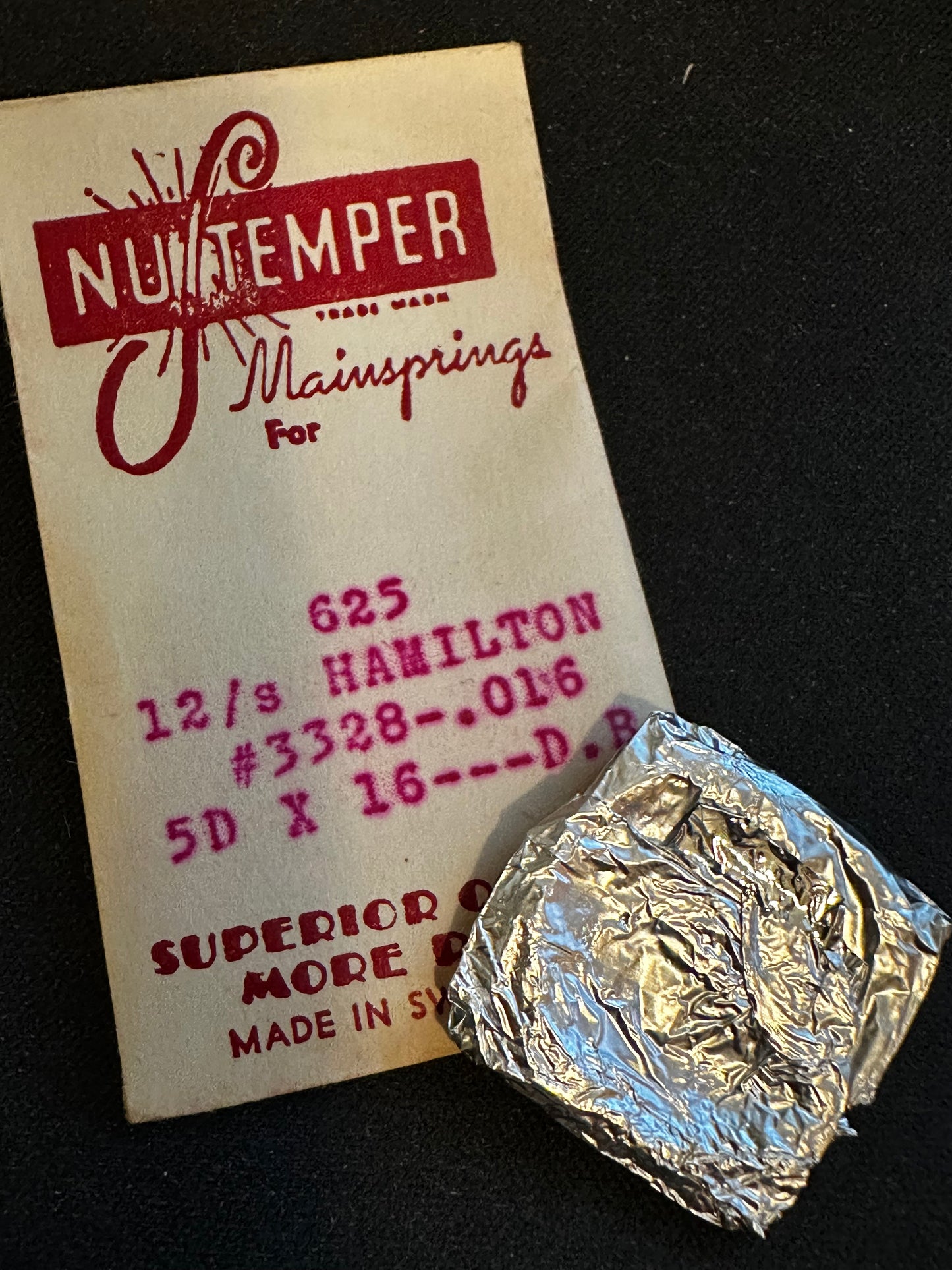 NuTemper Mainspring #625 for Hamilton 12s Factory No. 3328 - Steel