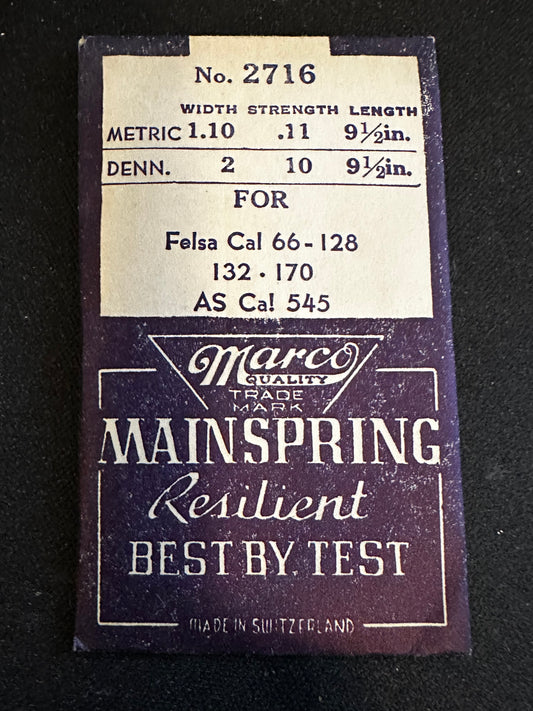 Marco Mainspring #2716 for Felsa 66, 128, 123, 170, AS 545 - Steel