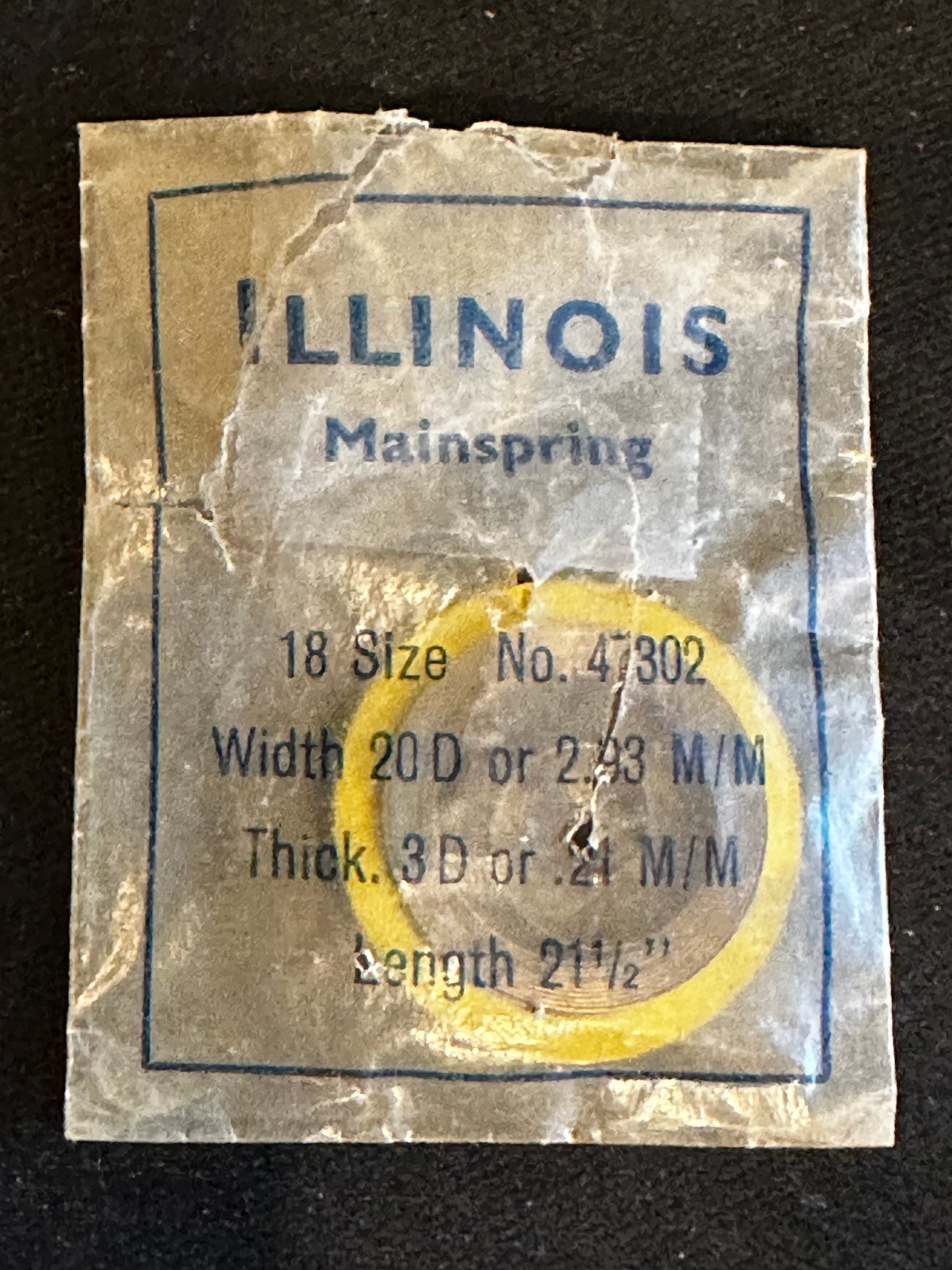 Illinois Factory Mainspring No. 47302 for 18s Pocket Watches - Steel