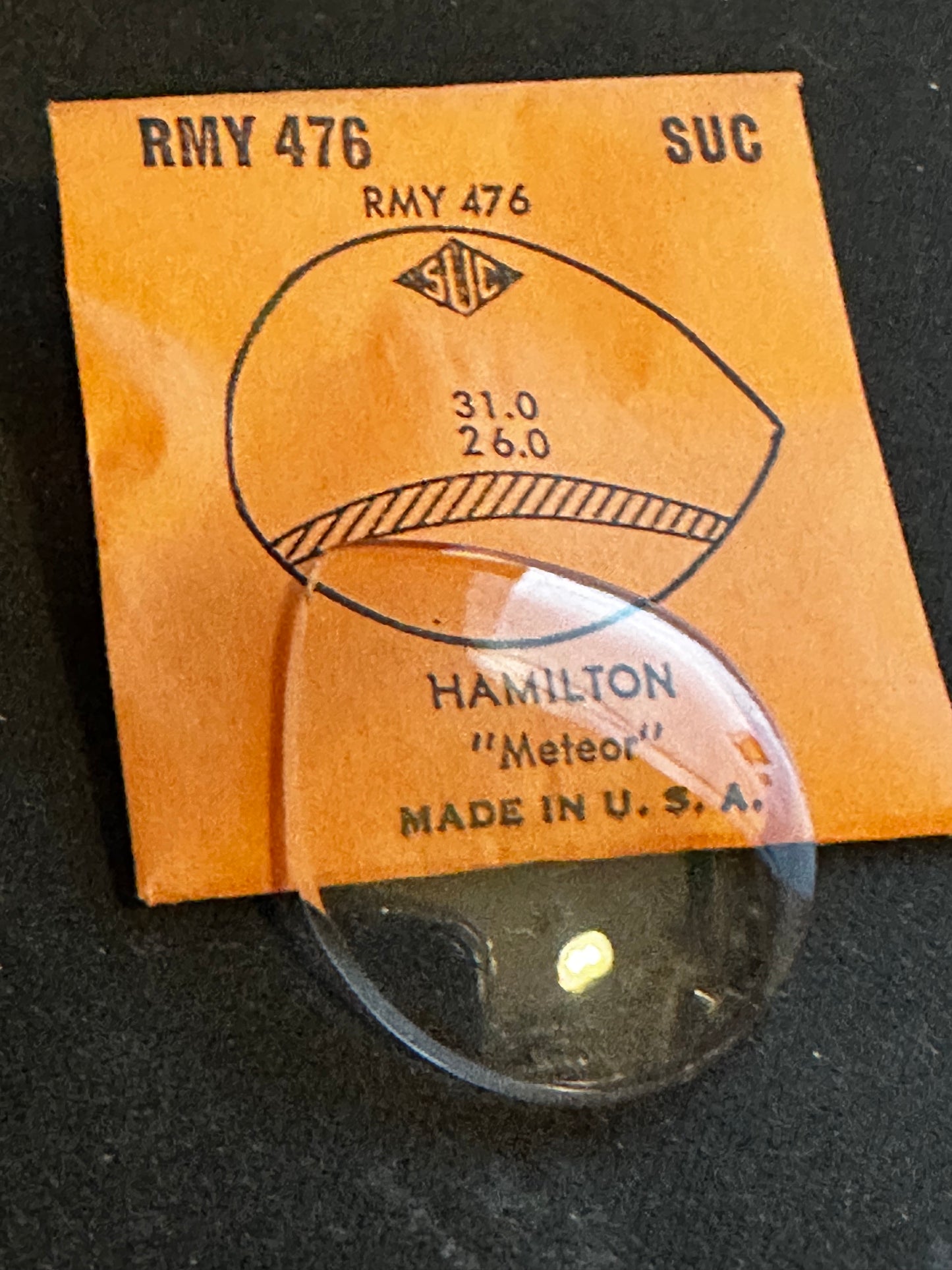 SUC Rocket Fancy Crystal RMY 476 for HAMILTON Meteor - 31.0 x 26.0mm - New