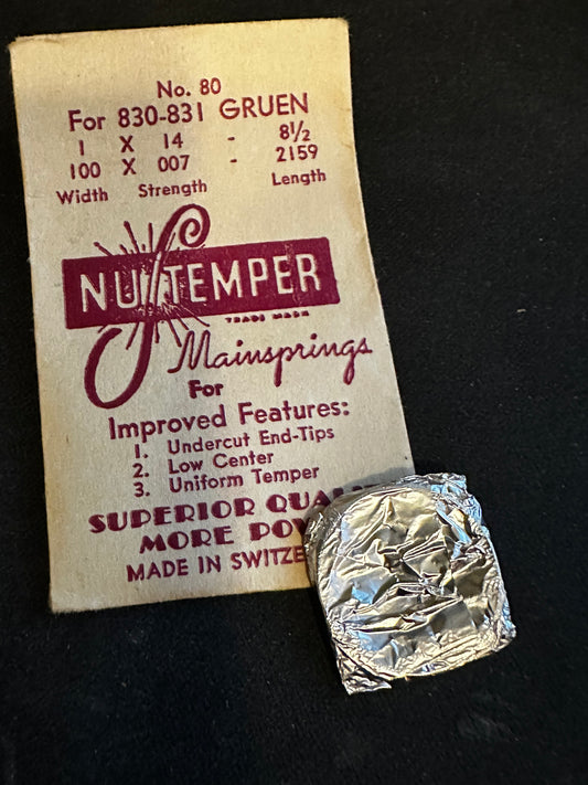 NuTemper Mainspring No. 80 for Gruen caliber 830, 831 - Steel