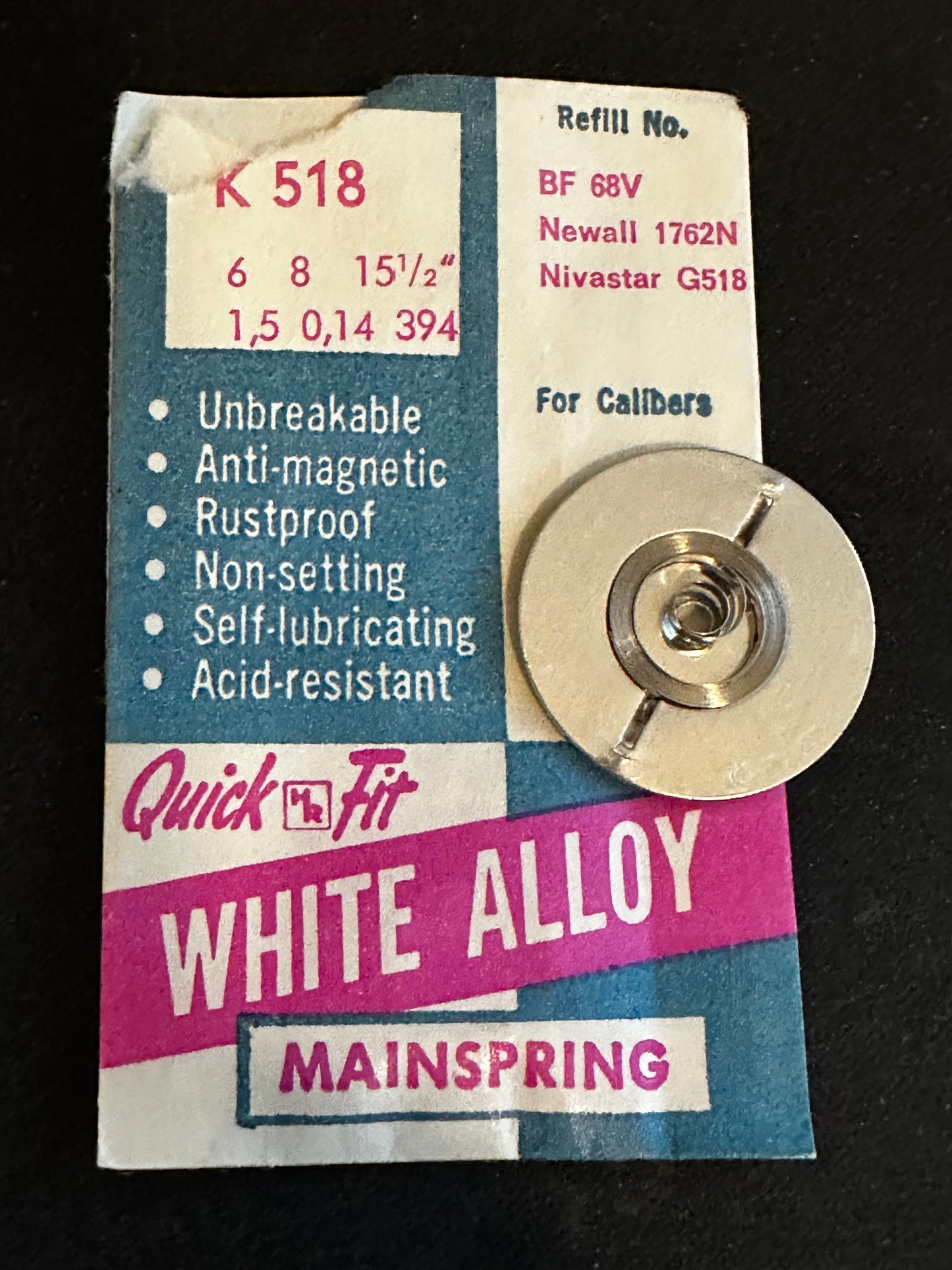 HR Quick Fit Mainspring K518 for Valjoux caliber 77 Chronograph - Alloy