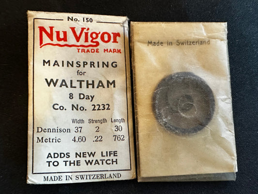 NuVigor Mainspring #150 for Waltham 37s 8-Day movements No. 2232 - Steel