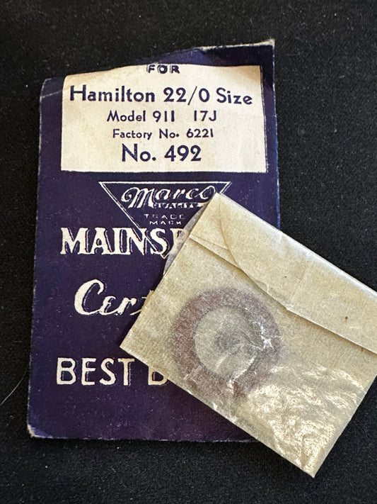 Marco Mainspring #492 for Hamilton 22/0s No. 6221 - Steel
