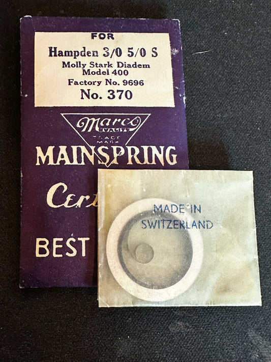 Marco Mainspring #370 for Hampden 3/0s & 5/0s Factory No. 9696 - Steel