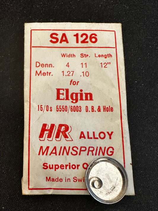 HR Mainspring SA126 for Elgin 15/0s Factory No. 5550 / 6003 - Alloy