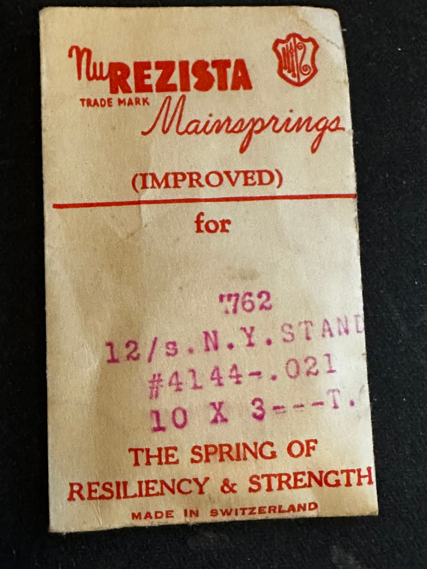 NuREZISTA Mainspring #762 for 12s N.Y. Standard No. 4144 - Steel