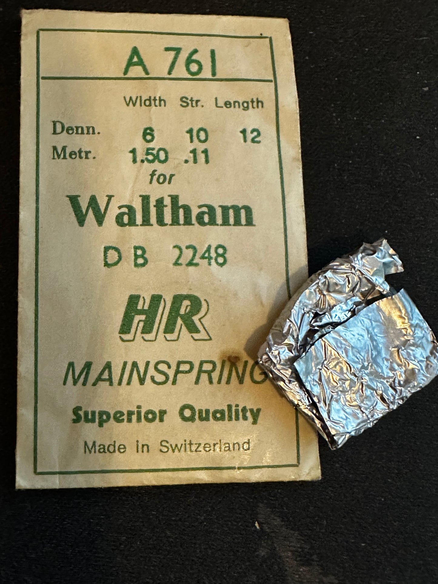HR Mainspring A761 for Waltham 6/0s Model 1945 No. 2248 - Steel