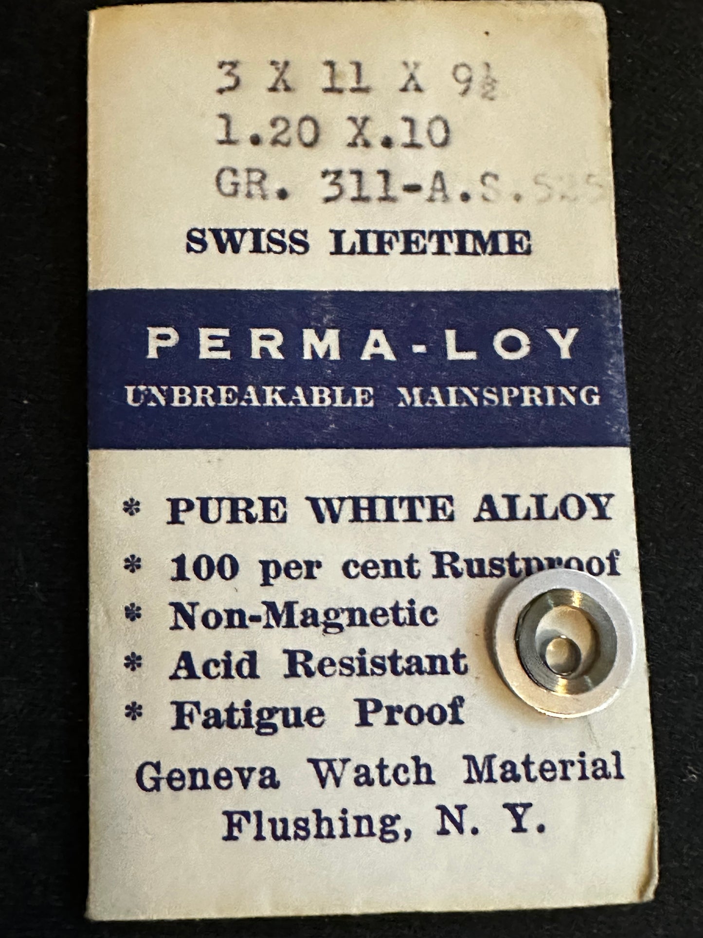 PERMA-LOY Unbreakable Mainspring for Gruen 311, AS 525 - Alloy