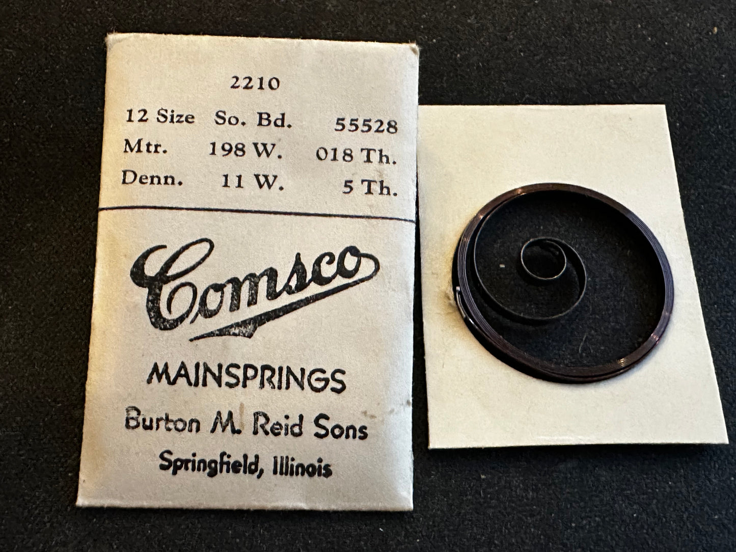 Comsco Mainspring #2210 for South Bend 12s Factory No. 55528 - Steel