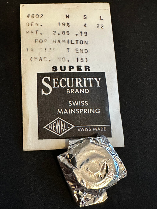 Newall SUPER Security Mainspring #602 for 18s Hamilton No. 15 / 718012 - Alloy