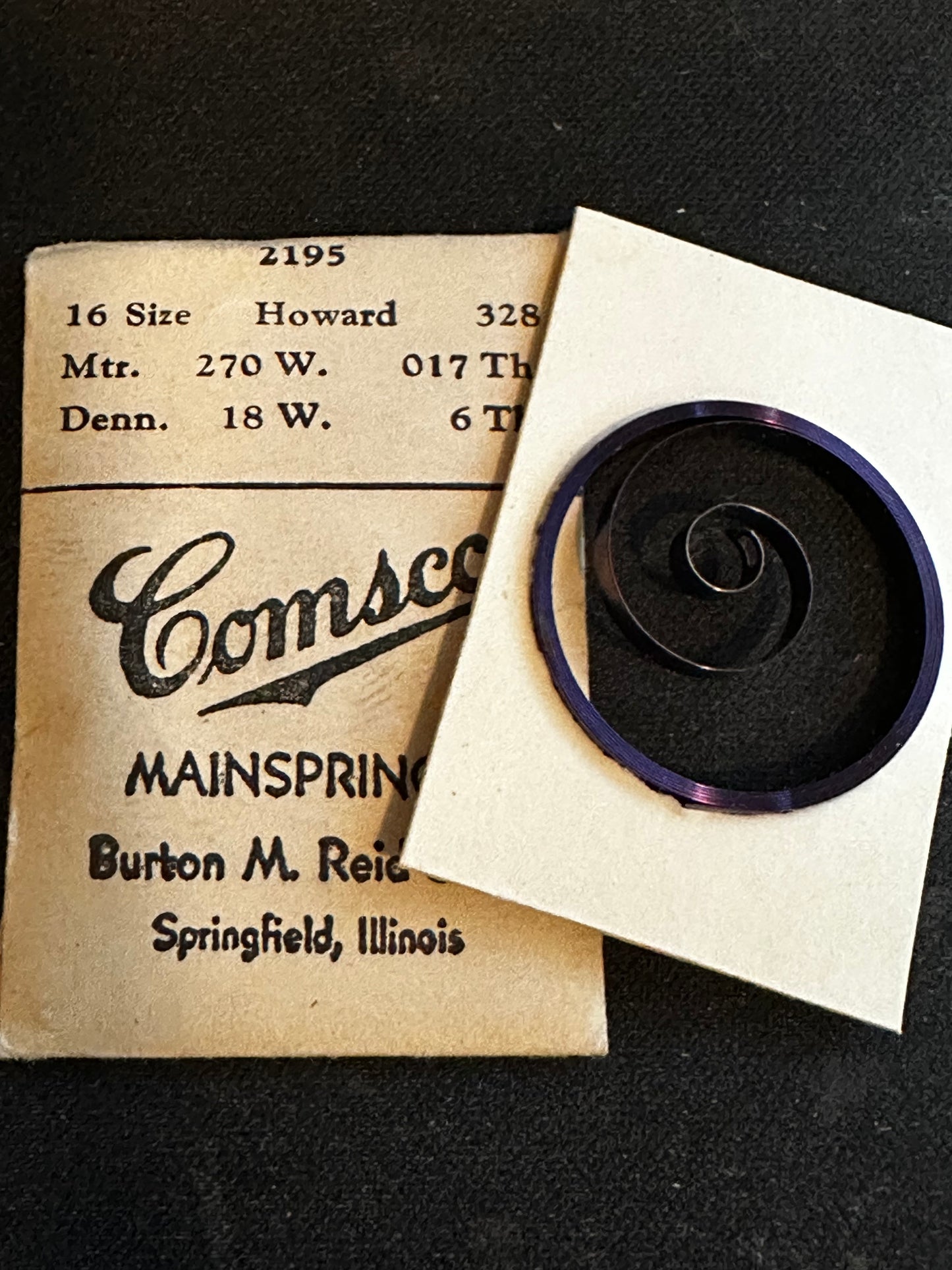 Comsco Mainspring #2195 for Howard 16s Factory No. 328 - Steel