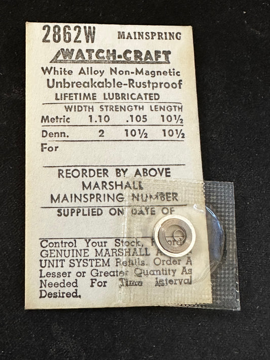 WATCH-CRAFT Mainspring 2862W for Bulova 6AT, 6T, Omega 28.10, 330, 340, 30.10, 350 - Alloy