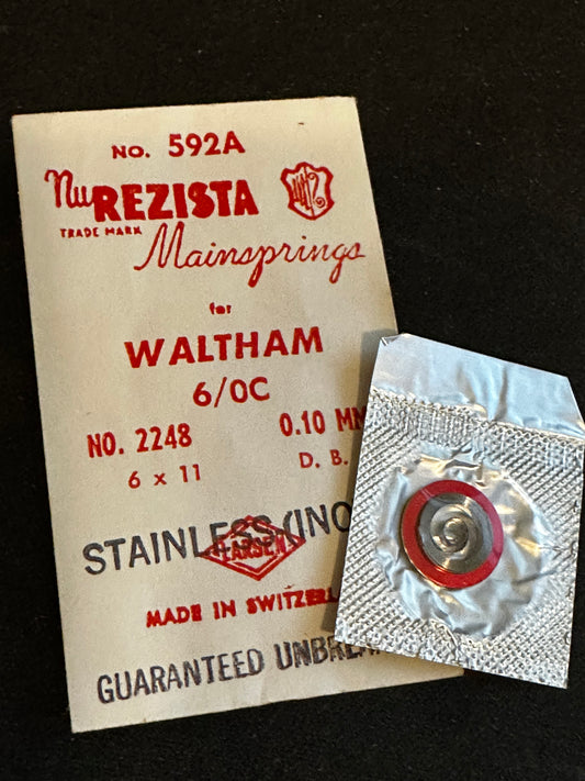 NuRezista Mainspring #592A for Waltham 6/0s "C" Model 1945 No. 2248 - Alloy