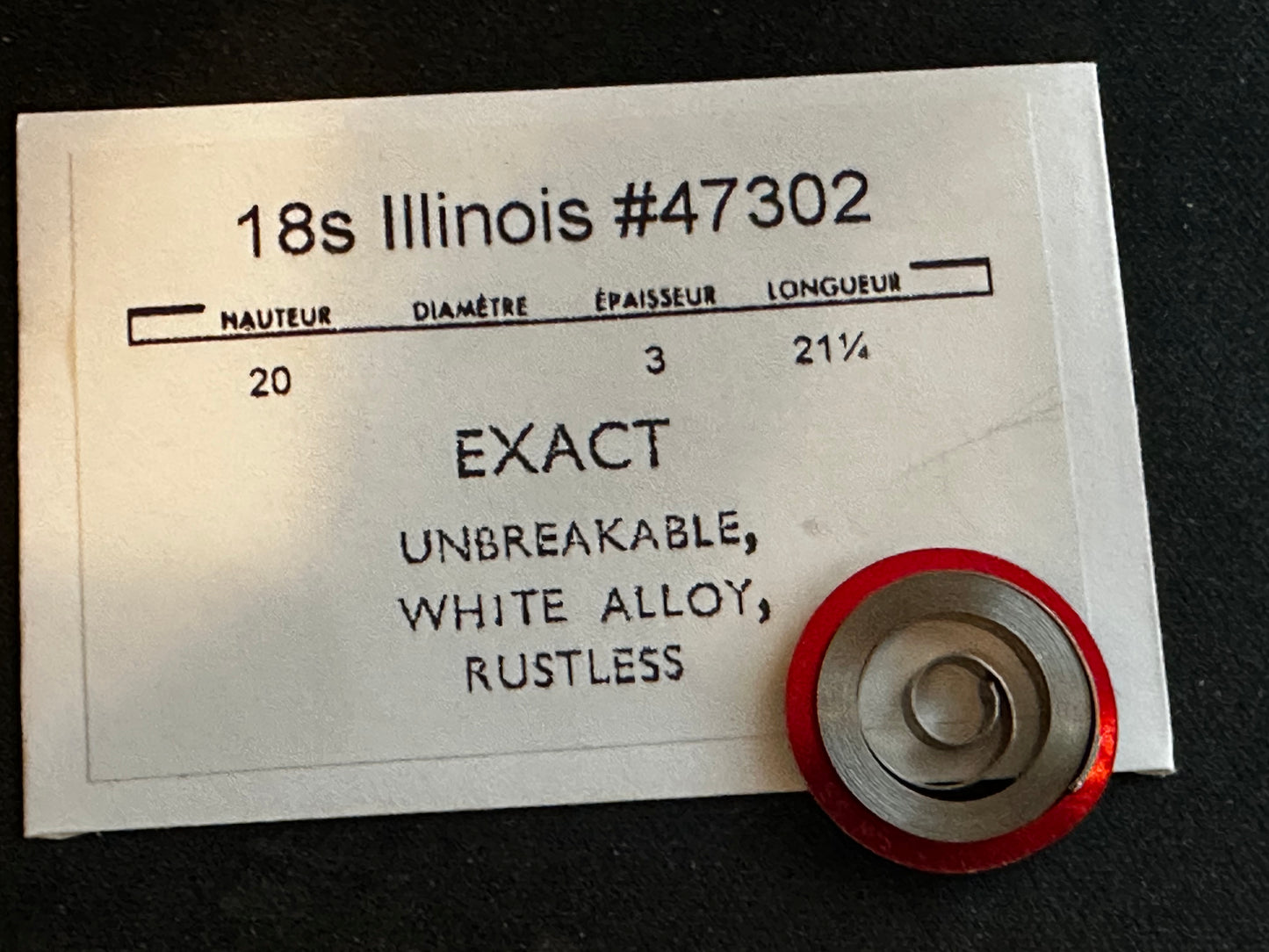 Illinois Mainspring for 18s No. 47302 (EXACT) - Alloy
