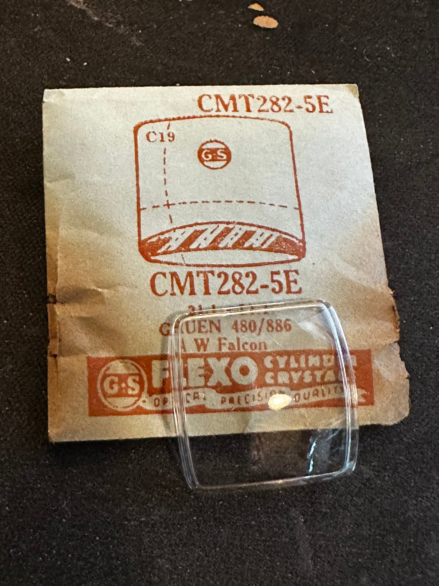 GS Fancy Crystal CMT282-5E for GRUEN Falcon 480/886 - 21.1 x 21.1 mm - New
