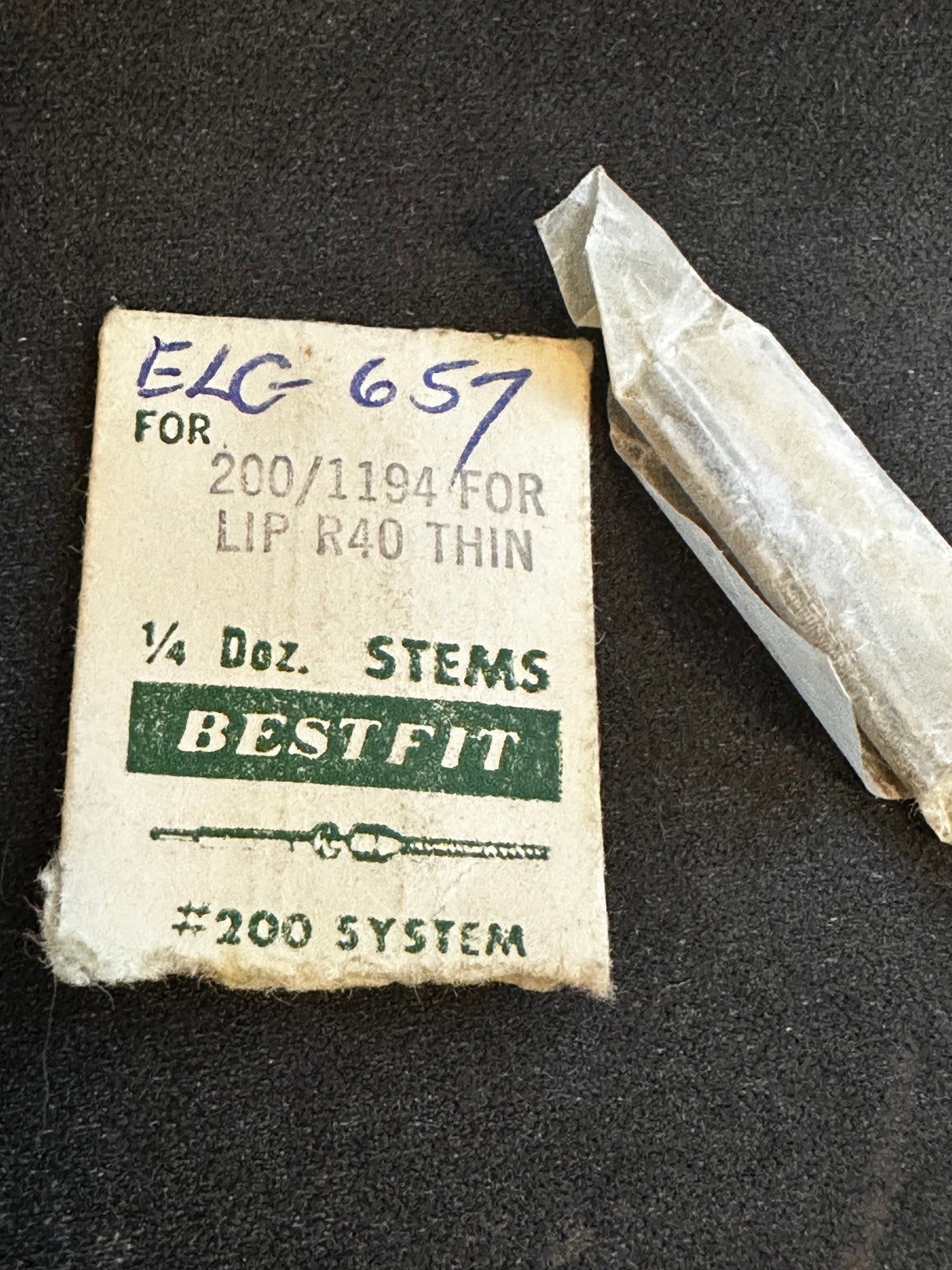 BESTFIT stems (2) for Elgin Grade 657 Pocket Watch Movements - new in envelope