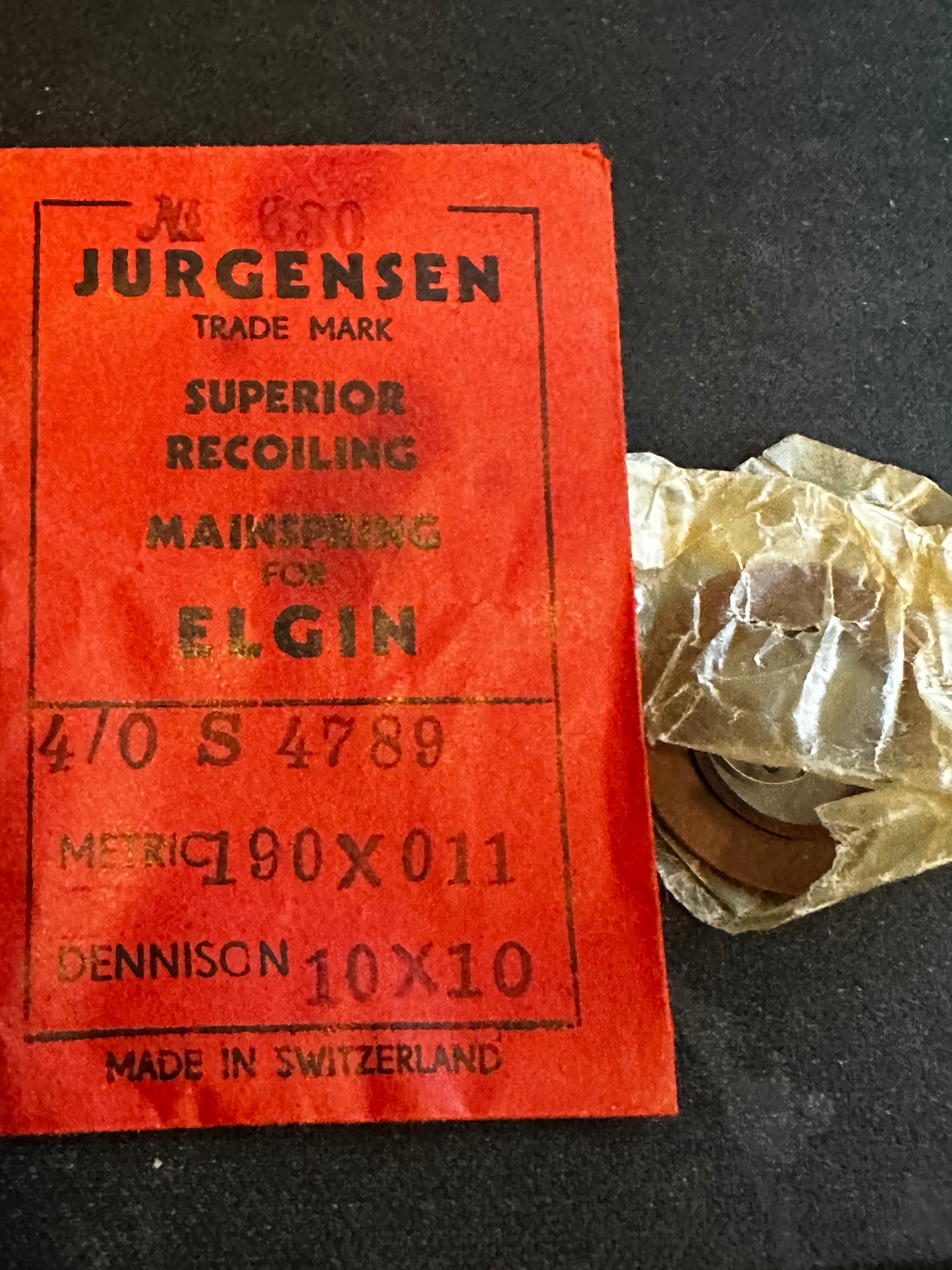 Jurgensen Mainspring #630 for Elgin 4/0s Factory No. 4789 - Steel